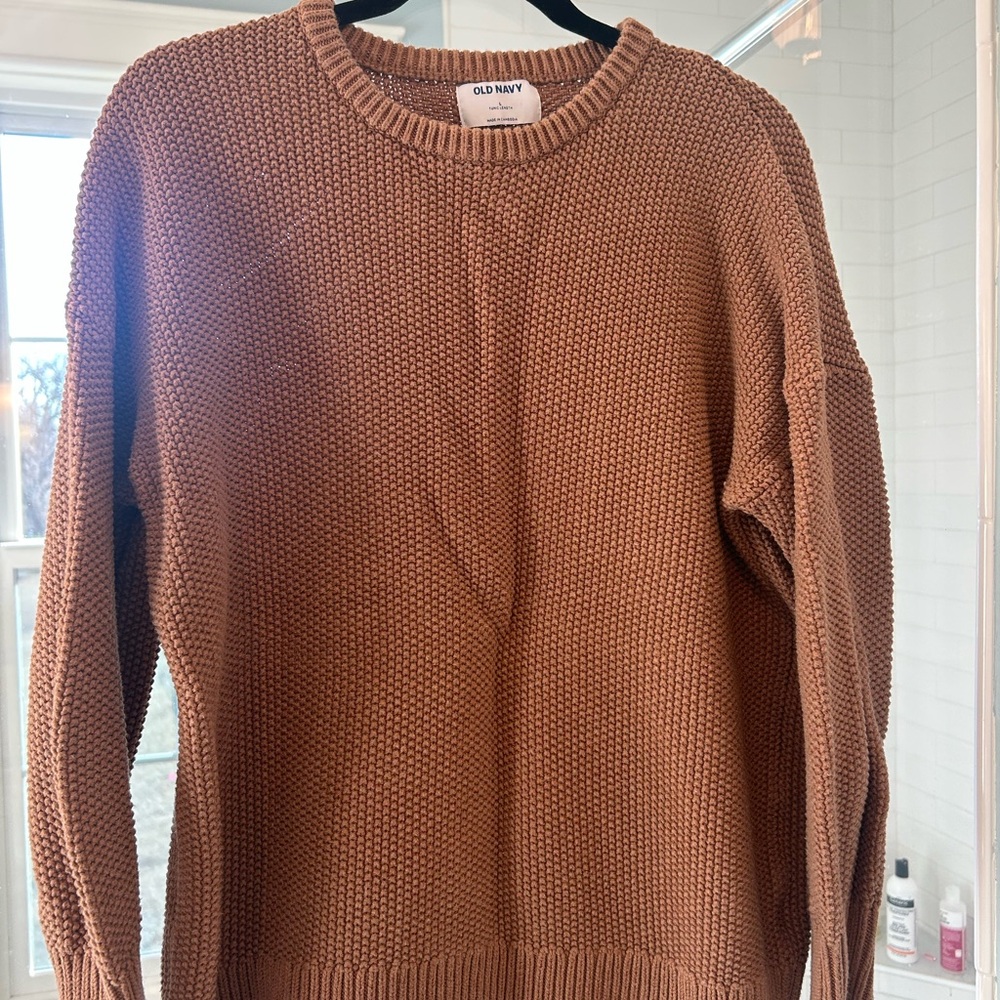 Old Navy Women’s Caramel Tan Tunic Length Crewneck Sweater